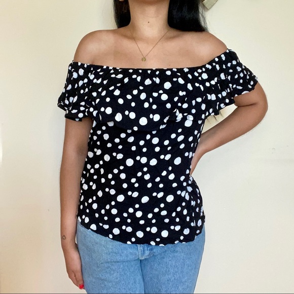 Polka Dot Off The Shoulder Top - Picture 3 of 3